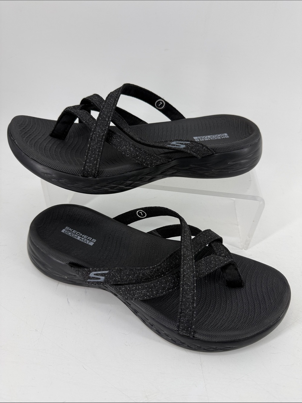Skechers Black Cross-Strap Foam Sandal